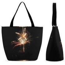 Yanfind Shopping Bag for Ladies Silvester Dresden Fireworks Lights Colours Winter Midnight Diwali Night Darkness Event Fte Reusable Multipurpose Heavy Duty Grocery Bag for Outdoors.