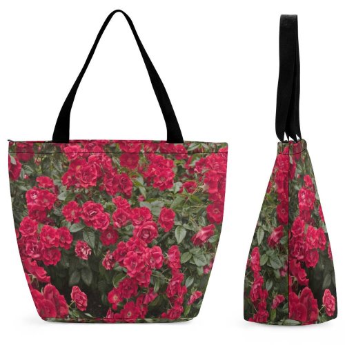 Yanfind Shopping Bag for Ladies Flower Plant Geranium Rose Petal Portland Usa Rosebush Stock Reusable Multipurpose Heavy Duty Grocery Bag for Outdoors.