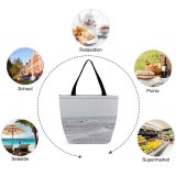 Yanfind Shopping Bag for Ladies Grey Beach Ocean Coast Outdoors Sea Avalon United States Surfer Swim Atlantic Reusable Multipurpose Heavy Duty Grocery Bag for Outdoors.