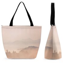Yanfind Shopping Bag for Ladies Fog Outdoors Mist Hirzel Suiza Sunrise Alps Forest Hill Tree Sky Reusable Multipurpose Heavy Duty Grocery Bag for Outdoors.