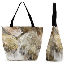 Yanfind Shopping Bag for Ladies Rock Energy Flow Texture River Waterfall Resources Watercourse Natural Landscape Rapid Reusable Multipurpose Heavy Duty Grocery Bag for Outdoors.