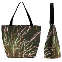Yanfind Shopping Bag for Ladies Party Year Festa Ano Novo Thunder Thunderstorm Lighting Atmosphere Geological Space Reusable Multipurpose Heavy Duty Grocery Bag for Outdoors.