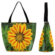 Yanfind Shopping Bag for Ladies Gazania Flower Spring Summer Forest Petal Plant Flowering Botany Daisy Annual Reusable Multipurpose Heavy Duty Grocery Bag for Outdoors.