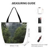 Yanfind Shopping Bag for Ladies Forest Road Bioara Romania Mist Woodland Scenic Rainy Foggy Reusable Multipurpose Heavy Duty Grocery Bag for Outdoors.