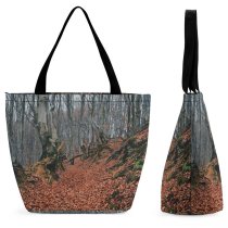 Yanfind Shopping Bag for Ladies Forest Tree Romania Cetatea Blidaru Flora Land Outdoors Plant Vegetation Leaf Leaves Reusable Multipurpose Heavy Duty Grocery Bag for Outdoors.