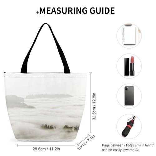 Yanfind Shopping Bag for Ladies Fog Mist Outdoors Hirzel Suiza Landscape Tree Autumn Hill Rolling Light Alps Reusable Multipurpose Heavy Duty Grocery Bag for Outdoors.