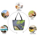 Yanfind Shopping Bag for Ladies Above Drone Boat From River Watercraft Indoensia Lake Bird's Aerial Shot Reusable Multipurpose Heavy Duty Grocery Bag for Outdoors.