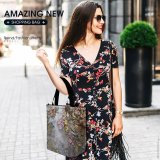 Yanfind Shopping Bag for Ladies Leaves Fall Puddle Leaf Reflection Autumn Tree Geology Rock Watercourse Plant Reusable Multipurpose Heavy Duty Grocery Bag for Outdoors.