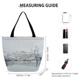 Yanfind Shopping Bag for Ladies Grey Snow Winter Outdoors Blizzard Storm Plant Tree Landscape Scenery Abies Reusable Multipurpose Heavy Duty Grocery Bag for Outdoors.