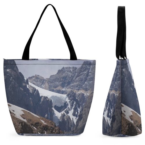 Yanfind Shopping Bag for Ladies Snow Big Patagonia Climbing Top Argentina Force Strong Could Wind Reusable Multipurpose Heavy Duty Grocery Bag for Outdoors.