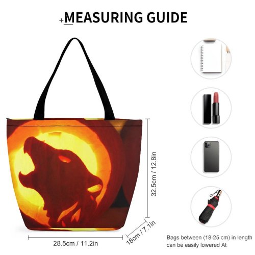Yanfind Shopping Bag for Ladies Pumpkin Pumpkins Hampshire Keene Festival Halloween Fun Fall Autumn Wolf Howl Reusable Multipurpose Heavy Duty Grocery Bag for Outdoors.