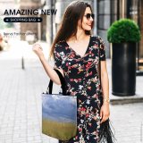 Yanfind Shopping Bag for Ladies Meadow Grassland Clouds Cereals Sky Field Natural Landscape Prairie Vegetation Grass Reusable Multipurpose Heavy Duty Grocery Bag for Outdoors.