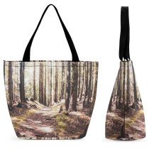 Yanfind Shopping Bag for Ladies Forest Plant Vegetation Land Outdoors Tree Woodland Path Trail Bellingham Wa Reusable Multipurpose Heavy Duty Grocery Bag for Outdoors.