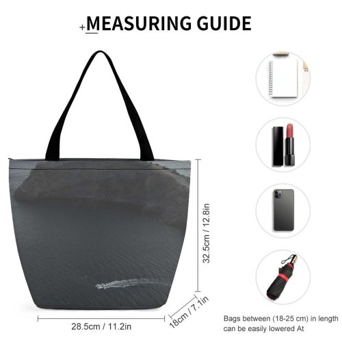 Yanfind Shopping Bag for Ladies Grey Land Outdoors Sea Ocean Shoreline Coast Promontory Peninsula Island Mood Outdoor Reusable Multipurpose Heavy Duty Grocery Bag for Outdoors.
