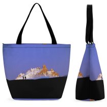 Yanfind Shopping Bag for Ladies Snow Alps France Hiking Silhouette Sky Mountainous Landforms Natural Landscape Range Reusable Multipurpose Heavy Duty Grocery Bag for Outdoors.
