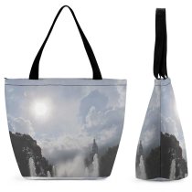 Yanfind Shopping Bag for Ladies Fountain Ponce Puerto Rico Steeple Church Hot Glare Clouds Summer Lion Reusable Multipurpose Heavy Duty Grocery Bag for Outdoors.