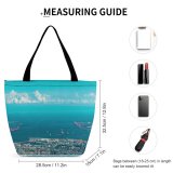 Yanfind Shopping Bag for Ladies Harbor Port Ocean Dock Pier Waterfront Outdoors Landscape Scenery Coast Shoreline City Reusable Multipurpose Heavy Duty Grocery Bag for Outdoors.