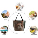 Yanfind Shopping Bag for Ladies Young Pet Funny Kitten Portrait Tabby Curiosity Cute Little Staring Cat Eye_004 Reusable Multipurpose Heavy Duty Grocery Bag for Outdoors.