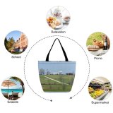 Yanfind Shopping Bag for Ladies Grass Plant Field Grassland Outdoors Countryside Lawn Rural Mound Farm Tree Meadow Reusable Multipurpose Heavy Duty Grocery Bag for Outdoors.
