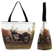 Yanfind Shopping Bag for Ladies Honda Cc Motorcycle Cityscape Sunset Land Vehicle Motor Automotive Tire Cruiser Rim Reusable Multipurpose Heavy Duty Grocery Bag for Outdoors.