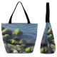 Yanfind Shopping Bag for Ladies Stones Sea Summer Rock Pebble Shore Algae Coast Boulder Watercourse Reusable Multipurpose Heavy Duty Grocery Bag for Outdoors.