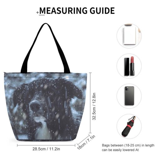 Yanfind Shopping Bag for Ladies Grey Dog Pet Outdoors Snow Winter Vendryně Czechia Blizzard Storm Cocker Spaniel Reusable Multipurpose Heavy Duty Grocery Bag for Outdoors.