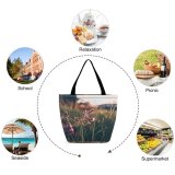 Yanfind Shopping Bag for Ladies Grass Field Plant Grassland Outdoors Vegetation Countryside Farm Meadow Rural Birds Jar Reusable Multipurpose Heavy Duty Grocery Bag for Outdoors.