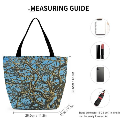 Yanfind Shopping Bag for Ladies Hawthorn Tree Old Gnarled Twisted Spooky Texture Branches Bark Trunk Branch Plant Reusable Multipurpose Heavy Duty Grocery Bag for Outdoors.
