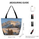 Yanfind Shopping Bag for Ladies Snow Mountains Mountainous Landforms Winter Range Sky Alps Tree Wilderness Natural Reusable Multipurpose Heavy Duty Grocery Bag for Outdoors.