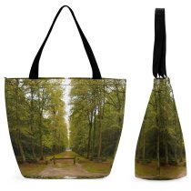 Yanfind Shopping Bag for Ladies Forest Plant Vegetation Land Outdoors Tree Woodland Path Grass Versailles Trail Reusable Multipurpose Heavy Duty Grocery Bag for Outdoors.