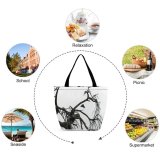Yanfind Shopping Bag for Ladies Raven Crow Tree Dead Gloomy Dreary Foggy Overcast Coast Bird Fly Branch Reusable Multipurpose Heavy Duty Grocery Bag for Outdoors.