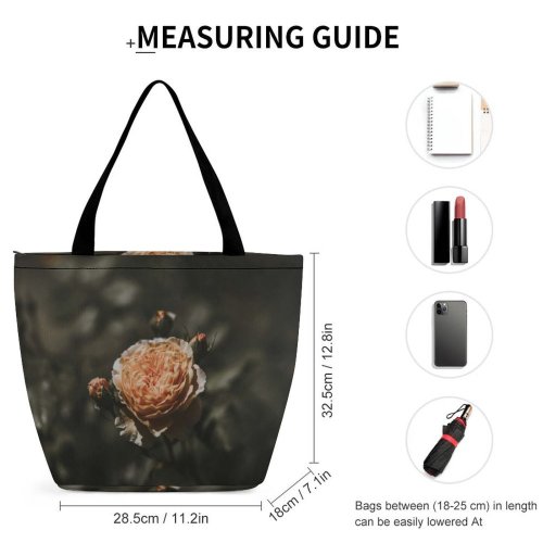 Yanfind Shopping Bag for Ladies Flower Rose Conifer Flora Plant Tree Petal Bud Detail Closeup Dark Peach Reusable Multipurpose Heavy Duty Grocery Bag for Outdoors.