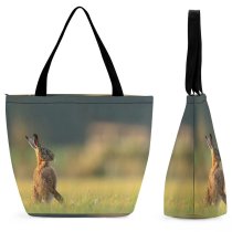 Yanfind Shopping Bag for Ladies Hare Rodent Rabbit Bunny Bokeh Grass Field Portrait Sunlight Wildlife Reusable Multipurpose Heavy Duty Grocery Bag for Outdoors.