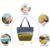 Yanfind Shopping Bag for Ladies Rape Field Agriculture Spring Sky Landscape Fieldscape Ecology Plant Rapeseed Grassland Canola Reusable Multipurpose Heavy Duty Grocery Bag for Outdoors.