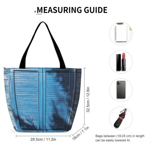 Yanfind Shopping Bag for Ladies Home Decor Shutter Curtain Romania Window Shade Door Beli Linen Wood Reusable Multipurpose Heavy Duty Grocery Bag for Outdoors.