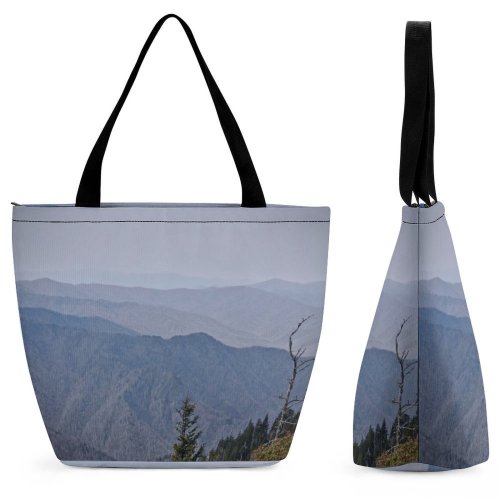 Yanfind Shopping Bag for Ladies Grey Plant Tree Abies Fir Outdoors Conifer Slope Range Adventure Leisure Reusable Multipurpose Heavy Duty Grocery Bag for Outdoors.