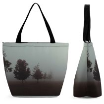 Yanfind Shopping Bag for Ladies Fog Outdoors Mist Scarborough Toronto Tree HQ Widescreen Autumn Fall Morning Reusable Multipurpose Heavy Duty Grocery Bag for Outdoors.