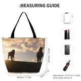 Yanfind Shopping Bag for Ladies Horse Wild Outdoor Funny Sky Cloud Silhouette Morning Evening Wildlife Mustang Stallion Reusable Multipurpose Heavy Duty Grocery Bag for Outdoors.