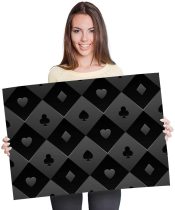 yanfind A1 - Black Playing Card Pattern Poker Art Print 90 X 60 cm 180gsm satin gloss photo paper