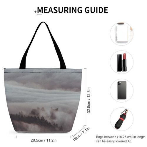 Yanfind Shopping Bag for Ladies Grey Fog Outdoors Sky Sunset Mount Tamalpais United States Dawn Dusk Sunrise Reusable Multipurpose Heavy Duty Grocery Bag for Outdoors.