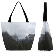 Yanfind Shopping Bag for Ladies Grey Plant Tree Abies Fir Outdoors Conifer Slope Range Cliff Larch Reusable Multipurpose Heavy Duty Grocery Bag for Outdoors.