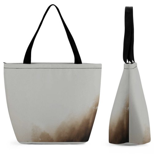 Yanfind Shopping Bag for Ladies Fog India Uttarakhand Forest Landscape Tree Light Ray Sunshine Cloud Grey Reusable Multipurpose Heavy Duty Grocery Bag for Outdoors.