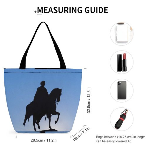 Yanfind Shopping Bag for Ladies Horse Monument Budapest Silhouette Equestrian Sky Hungary Europe Stock Reusable Multipurpose Heavy Duty Grocery Bag for Outdoors.