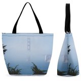 Yanfind Shopping Bag for Ladies Fog Outdoors Francisco Usa Building City Metropolis Town Urban Bay Reusable Multipurpose Heavy Duty Grocery Bag for Outdoors.