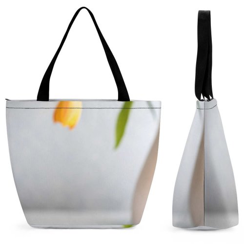 Yanfind Shopping Bag for Ladies Flower Brooklyn United States Tulips Treasure Plant Flora Leaves Petal Minimal Reusable Multipurpose Heavy Duty Grocery Bag for Outdoors.