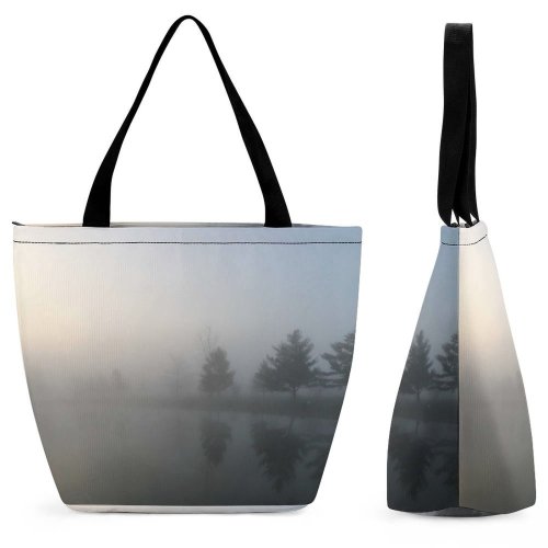 Yanfind Shopping Bag for Ladies Grey Outdoors Fog Mist Sauder Historical Village Archbold Ohio Usa Lake Public Reusable Multipurpose Heavy Duty Grocery Bag for Outdoors.