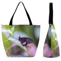 Yanfind Shopping Bag for Ladies Honey Bee Insect Butterfly Plant Invertebrate Flower Purple Leaf Wing Macro Reusable Multipurpose Heavy Duty Grocery Bag for Outdoors.