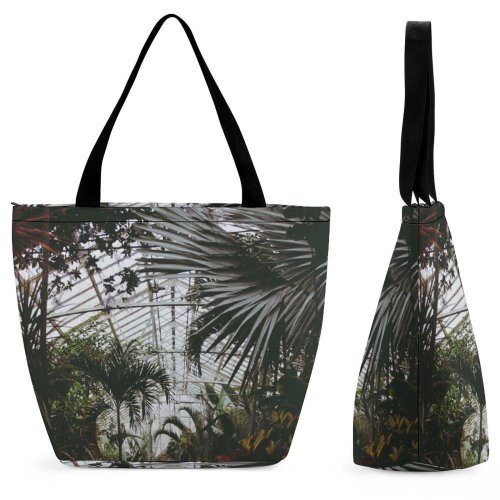 Yanfind Shopping Bag for Ladies Garden Outdoors Arbour Plant Grey Tree Arecaceae Palm Vegetation Leaf Light Reusable Multipurpose Heavy Duty Grocery Bag for Outdoors.