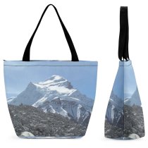 Yanfind Shopping Bag for Ladies Sky Peace Beautiful Snow Dream Nepal Mountainous Landforms Ridge Range Reusable Multipurpose Heavy Duty Grocery Bag for Outdoors.