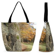 Yanfind Shopping Bag for Ladies Heart Wood Tree Autumn Bark Sidelight Shellbark Hickory Trunk Leaf Woody Plant Reusable Multipurpose Heavy Duty Grocery Bag for Outdoors.